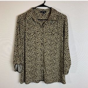 Notations Leopard Print Sleeve Blouse